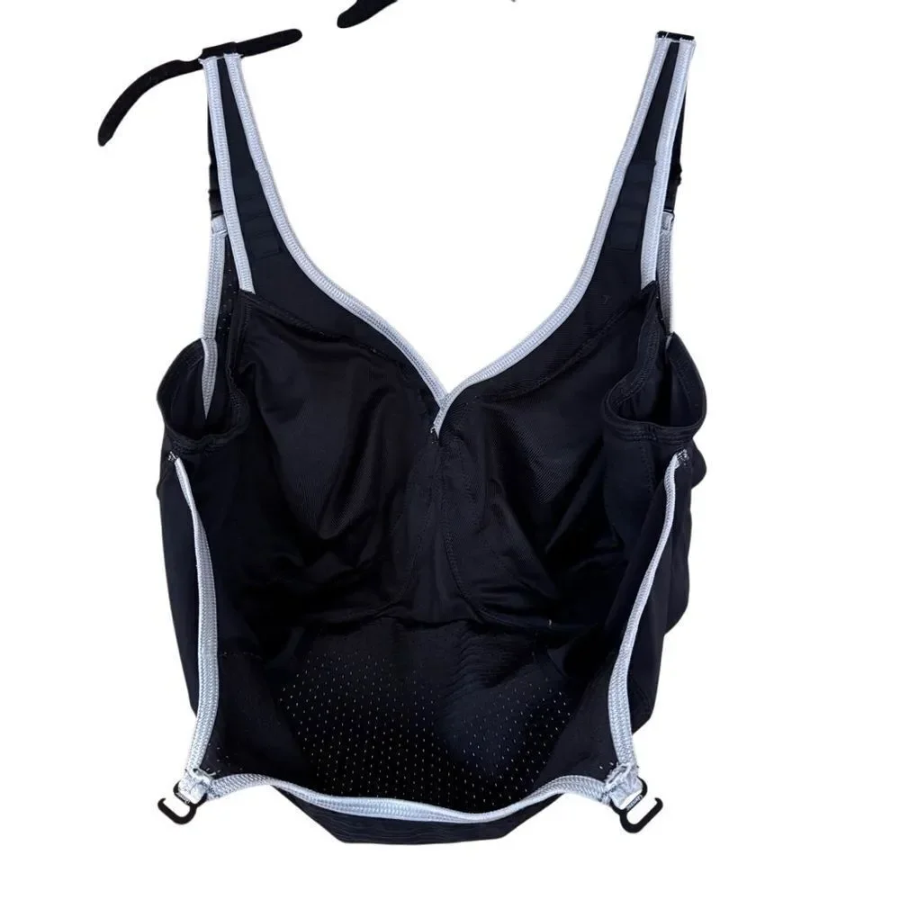 Glamorise- Elite Performance Adjustable Wirefree Sport Bra #1167 Black Gray, 38H - Picture 4 of 14
